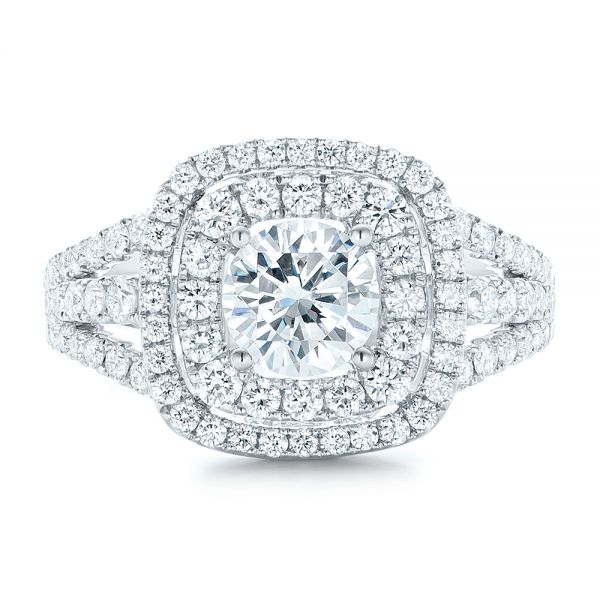  Platinum Platinum Double Halo Diamond Engagement Ring - Top View -  102487
