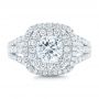 14k White Gold Double Halo Diamond Engagement Ring - Top View -  102487 - Thumbnail