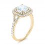 14k Yellow Gold 14k Yellow Gold Double Halo Diamond Engagement Ring - Three-Quarter View -  103061 - Thumbnail