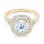 18k Yellow Gold 18k Yellow Gold Double Halo Diamond Engagement Ring - Flat View -  103061 - Thumbnail