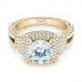 18k Yellow Gold 18k Yellow Gold Double Halo Diamond Engagement Ring - Flat View -  103712 - Thumbnail