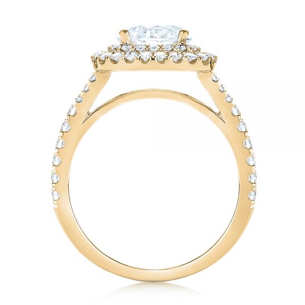 18k Yellow Gold 18k Yellow Gold Double Halo Diamond Engagement Ring - Front View - 103061