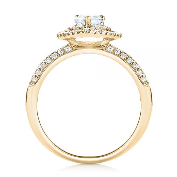 18k Yellow Gold 18k Yellow Gold Double Halo Diamond Engagement Ring - Front View -  103091