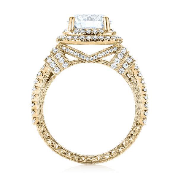 14k Yellow Gold 14k Yellow Gold Double Halo Diamond Engagement Ring - Front View -  103712