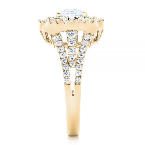 18k Yellow Gold 18k Yellow Gold Double Halo Diamond Engagement Ring - Side View -  102487