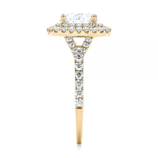 18k Yellow Gold 18k Yellow Gold Double Halo Diamond Engagement Ring - Side View -  103061