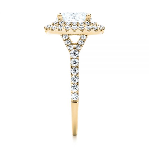 18k Yellow Gold 18k Yellow Gold Double Halo Diamond Engagement Ring - Side View - 103061