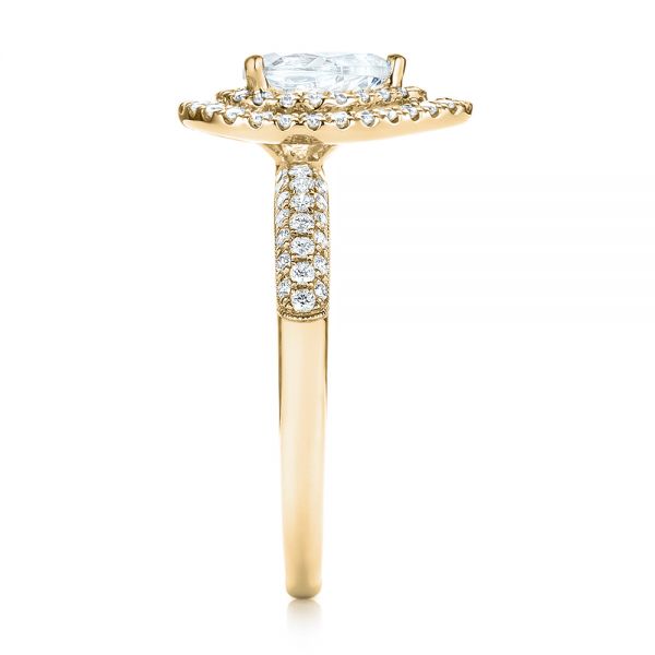 18k Yellow Gold 18k Yellow Gold Double Halo Diamond Engagement Ring - Side View -  103091