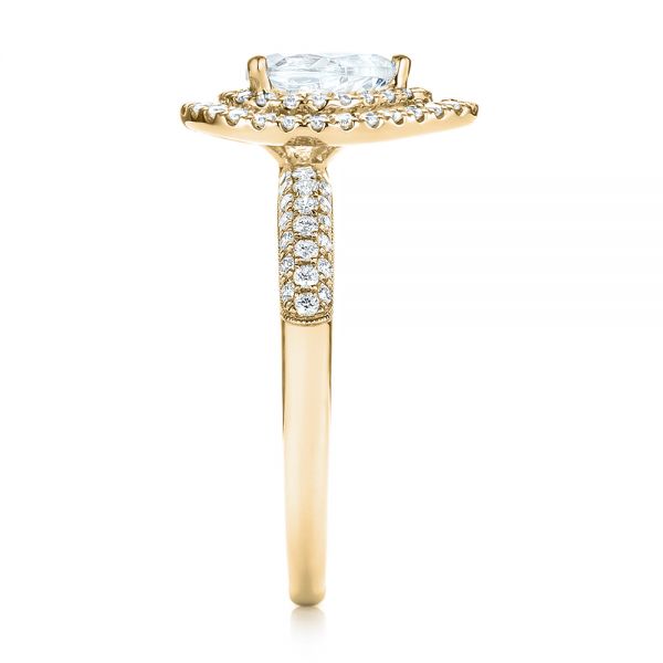 18k Yellow Gold 18k Yellow Gold Double Halo Diamond Engagement Ring - Side View - 103091