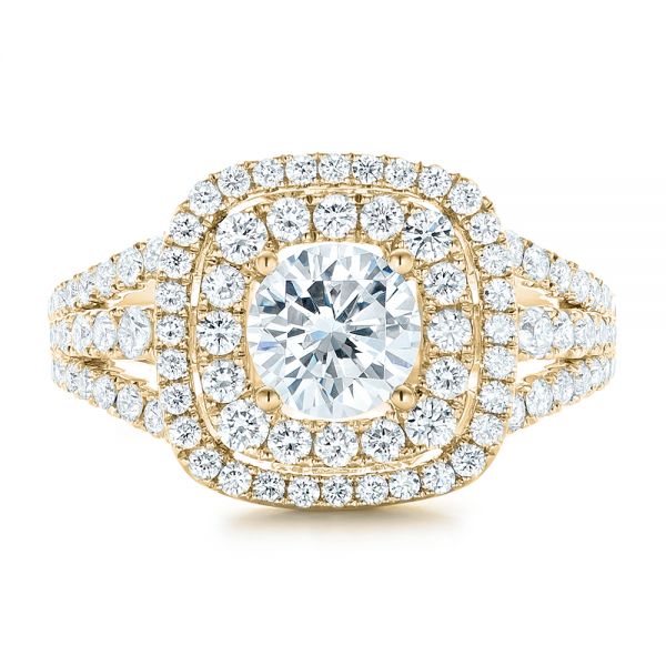 18k Yellow Gold Double Halo Diamond Engagement Ring 102487