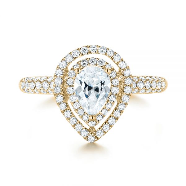 18k Yellow Gold 18k Yellow Gold Double Halo Diamond Engagement Ring - Top View - 103091