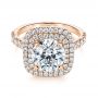 14k Rose Gold 14k Rose Gold Double Halo French Cut Diamond Engagement Ring - Flat View -  105985 - Thumbnail