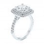 14k White Gold 14k White Gold Double Halo French Cut Diamond Engagement Ring - Three-Quarter View -  105985 - Thumbnail