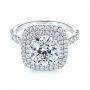 14k White Gold 14k White Gold Double Halo French Cut Diamond Engagement Ring - Flat View -  105985 - Thumbnail