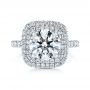 18k White Gold Double Halo French Cut Diamond Engagement Ring - Top View -  105985 - Thumbnail