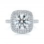 14k White Gold 14k White Gold Double Halo French Cut Diamond Engagement Ring - Top View -  105985 - Thumbnail