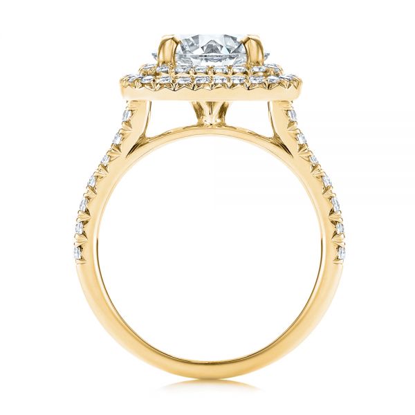18k Yellow Gold 18k Yellow Gold Double Halo French Cut Diamond Engagement Ring - Front View -  105985