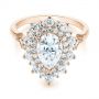 18k Rose Gold 18k Rose Gold Double Halo Pear Moissanite Engagement Ring - Flat View -  105108 - Thumbnail