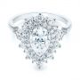 18k White Gold 18k White Gold Double Halo Pear Moissanite Engagement Ring - Flat View -  105108 - Thumbnail