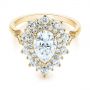 18k Yellow Gold 18k Yellow Gold Double Halo Pear Moissanite Engagement Ring - Flat View -  105108 - Thumbnail