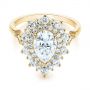 18k Yellow Gold 18k Yellow Gold Double Halo Pear Moissanite Engagement Ring - Flat View -  105108 - Thumbnail
