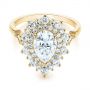 14k Yellow Gold 14k Yellow Gold Double Halo Pear Moissanite Engagement Ring - Flat View -  105108 - Thumbnail