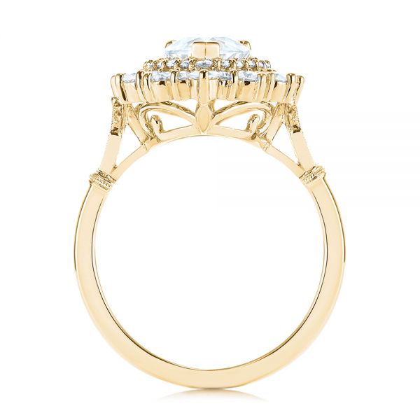 18k Yellow Gold 18k Yellow Gold Double Halo Pear Moissanite Engagement Ring - Front View - 105108