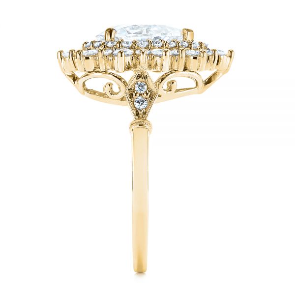18k Yellow Gold 18k Yellow Gold Double Halo Pear Moissanite Engagement Ring - Side View - 105108