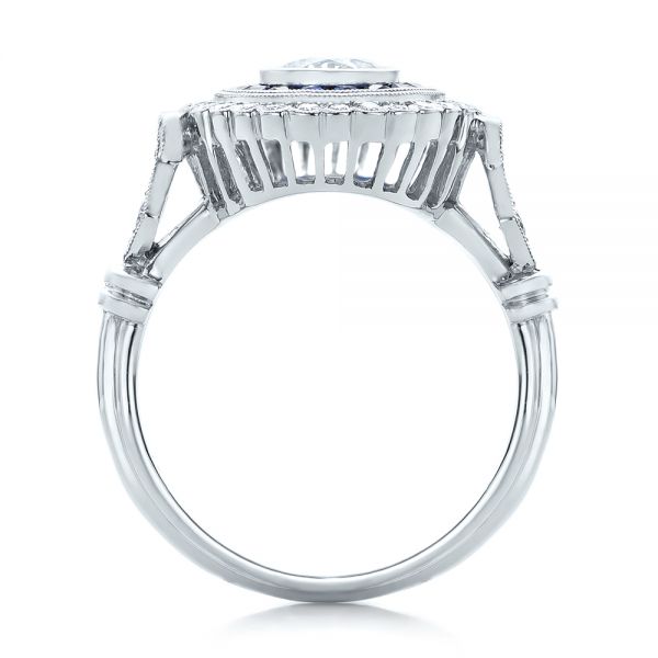 Double Halo Sapphire And Diamond Engagement Ring - Front View - 101986