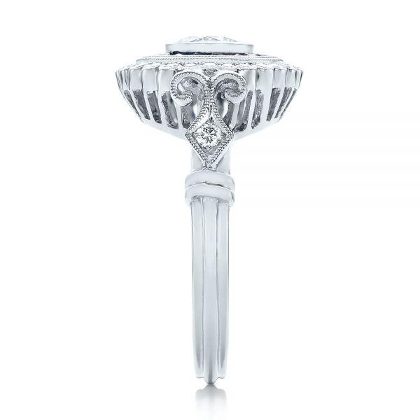 Double Halo Sapphire And Diamond Engagement Ring - Side View - 101986