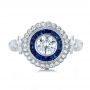 Double Halo Sapphire And Diamond Engagement Ring - Top View -  101986 - Thumbnail