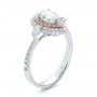  18K Gold And 18k Rose Gold Double Halo White And Fancy Pink Diamond Engagement Ring - Three-Quarter View -  101951 - Thumbnail