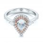  18K Gold And 18k Rose Gold Double Halo White And Fancy Pink Diamond Engagement Ring - Flat View -  101951 - Thumbnail