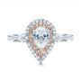  18K Gold And 18k Rose Gold Double Halo White And Fancy Pink Diamond Engagement Ring - Top View -  101951 - Thumbnail