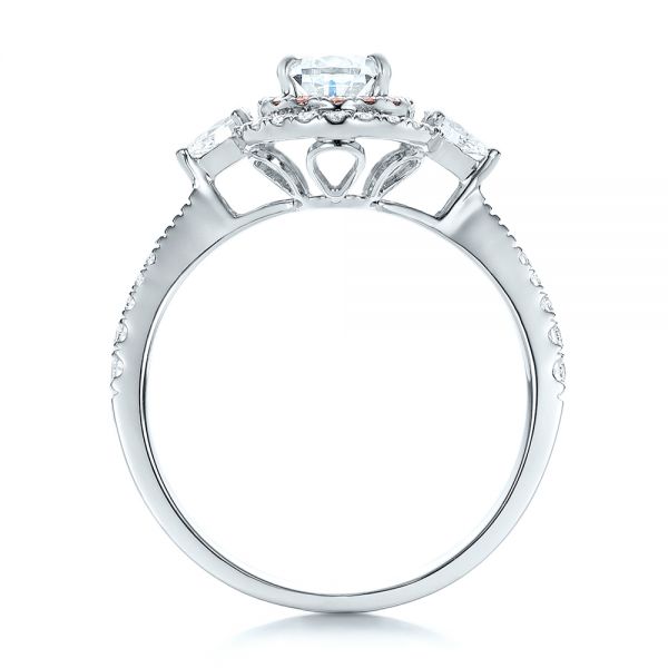 18K Gold And Platinum 18K Gold And Platinum Double Halo White And Fancy Pink Diamond Engagement Ring - Front View - 101951