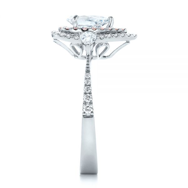 18K Gold And Platinum 18K Gold And Platinum Double Halo White And Fancy Pink Diamond Engagement Ring - Side View - 101951