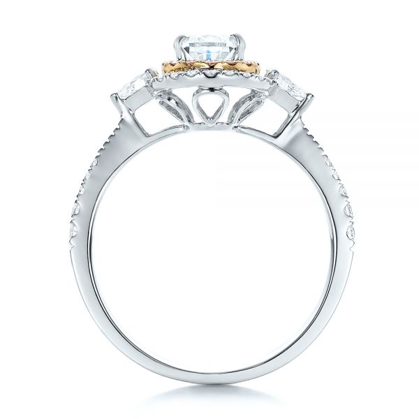 18K Gold And 18k Yellow Gold 18K Gold And 18k Yellow Gold Double Halo White And Fancy Pink Diamond Engagement Ring - Front View - 101951