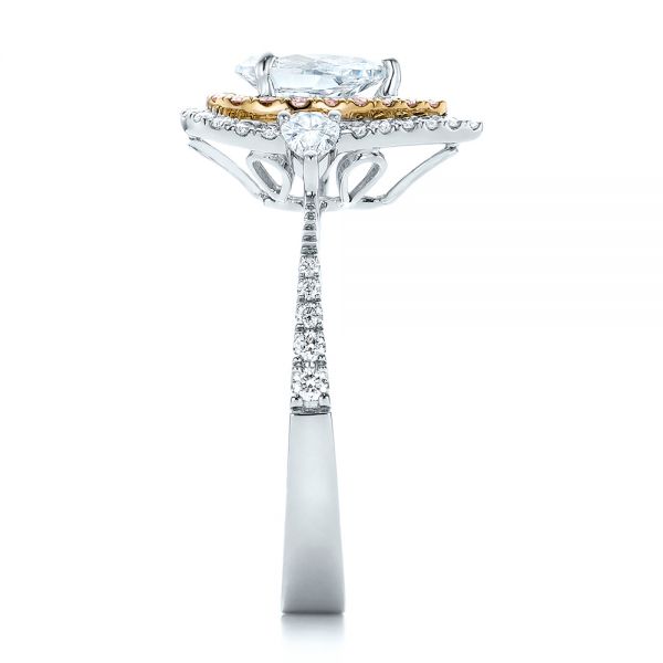 18K Gold And 18k Yellow Gold 18K Gold And 18k Yellow Gold Double Halo White And Fancy Pink Diamond Engagement Ring - Side View - 101951