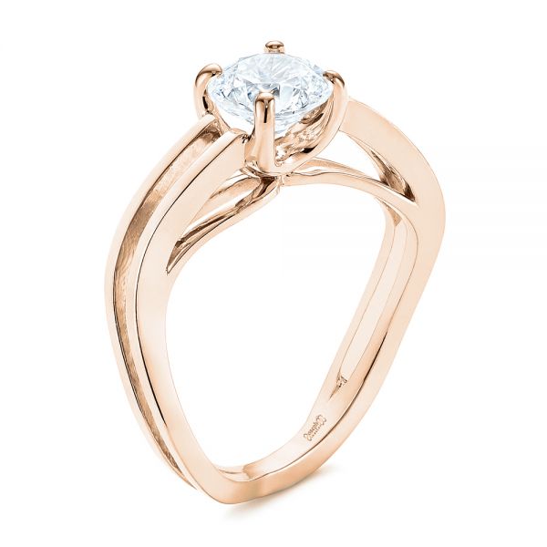 18k Rose Gold 18k Rose Gold Double Strand Solitaire Diamond Engagement Ring - Three-Quarter View -  105179