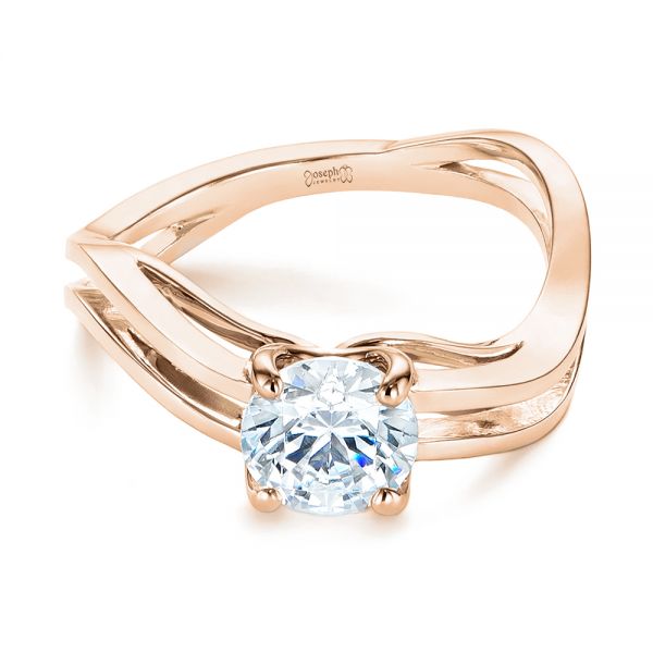 14k Rose Gold 14k Rose Gold Double Strand Solitaire Diamond Engagement Ring - Flat View -  105179