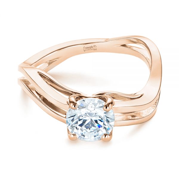 18k Rose Gold 18k Rose Gold Double Strand Solitaire Diamond Engagement Ring - Flat View -  105179