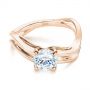 18k Rose Gold 18k Rose Gold Double Strand Solitaire Diamond Engagement Ring - Flat View -  105179 - Thumbnail