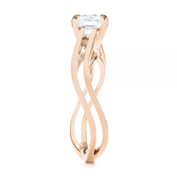 18k Rose Gold 18k Rose Gold Double Strand Solitaire Diamond Engagement Ring - Side View -  105179