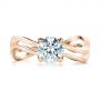 18k Rose Gold 18k Rose Gold Double Strand Solitaire Diamond Engagement Ring - Top View -  105179 - Thumbnail