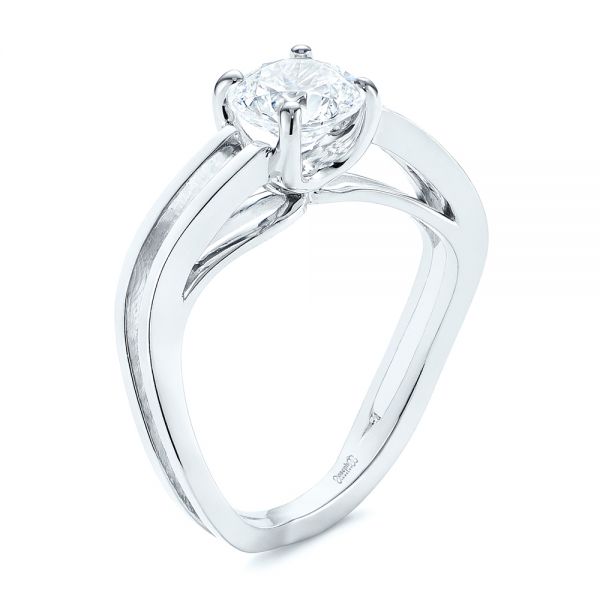  Platinum Platinum Double Strand Solitaire Diamond Engagement Ring - Three-Quarter View -  105179