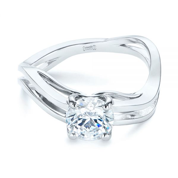 18k White Gold Double Strand Solitaire Diamond Engagement Ring - Flat View -  105179