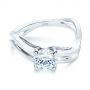 18k White Gold Double Strand Solitaire Diamond Engagement Ring - Flat View -  105179 - Thumbnail