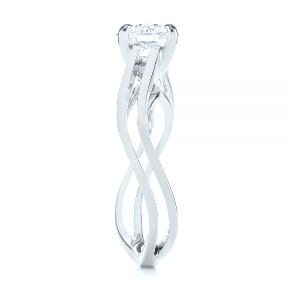  Platinum Platinum Double Strand Solitaire Diamond Engagement Ring - Side View -  105179