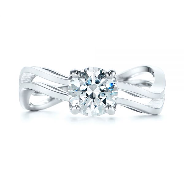  Platinum Platinum Double Strand Solitaire Diamond Engagement Ring - Top View -  105179