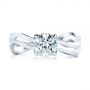 18k White Gold Double Strand Solitaire Diamond Engagement Ring - Top View -  105179 - Thumbnail
